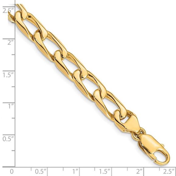 Men's 14k Yellow Gold, 8.5mm Solid Open Link Chain Bracelet, 8 Inch - Picture 3 of 4